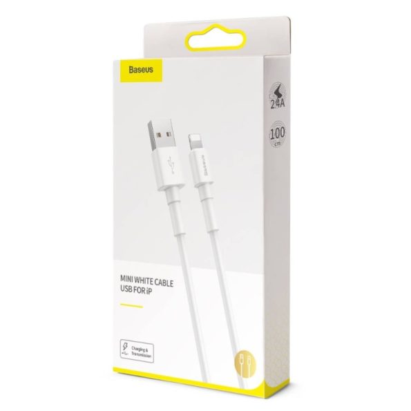 Baseus Lightning Mini White Cable 2.4A 1m